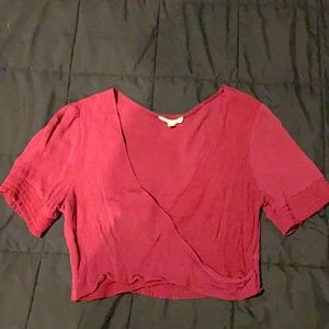 Maroon V-Neck Crop Top